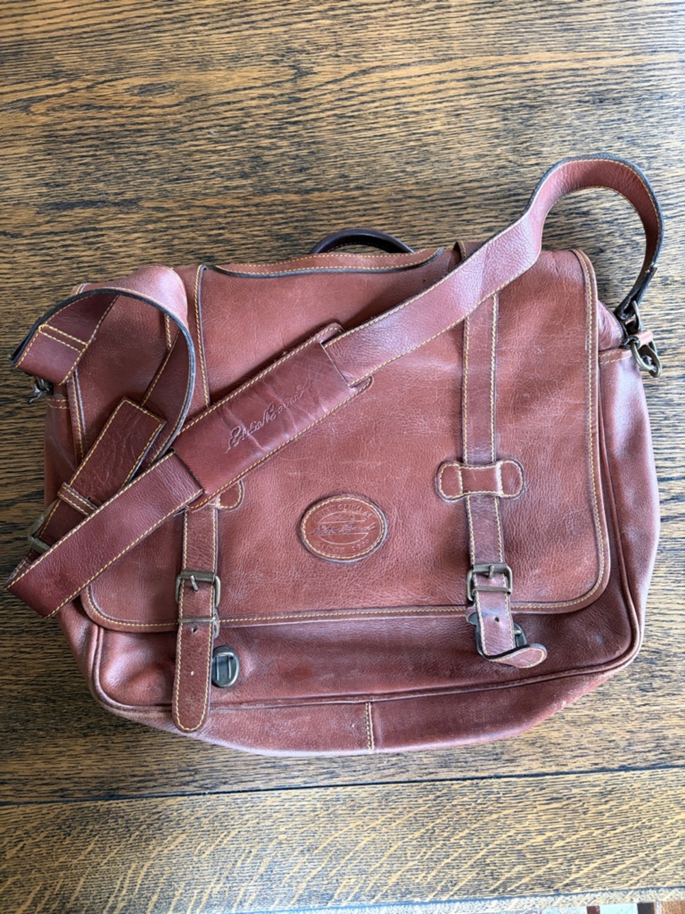 Vintage Leather Messenger Bag Eddie Bauer - Laptop Bag